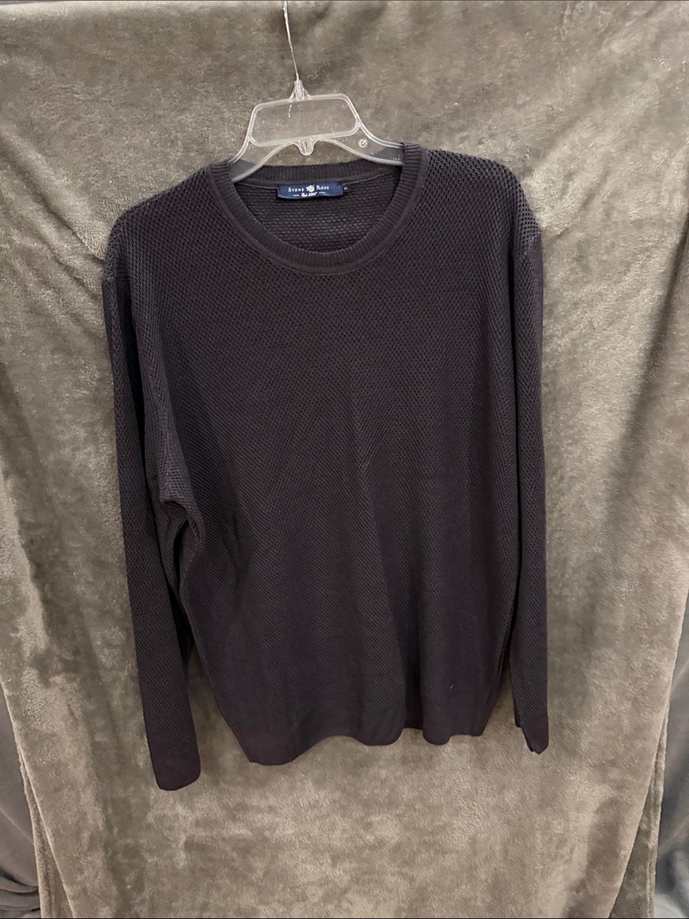 Stone Rose Men's Black Textured Crewneck Sweater